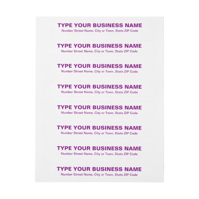 Purple Plain Text Business Wraparound Address Label (Sheet)