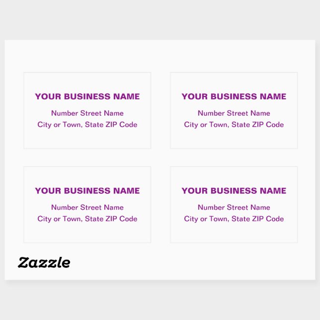 Purple Plain Texts Business Address on White Rectangular Sticker (Sheet)
