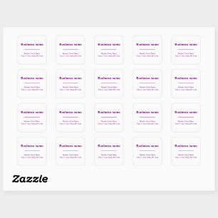Purple Plain Texts Business Address on White Square Sticker