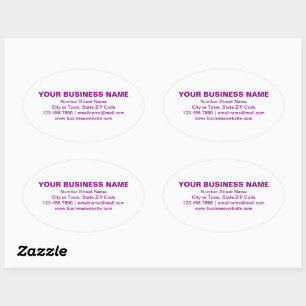 Purple Plain Texts Business Brand on White Oval Sticker