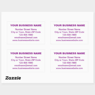 Purple Plain Texts Business Brand on White Rectangular Sticker