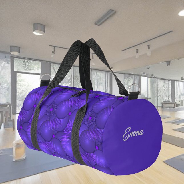 Purple planets, modern fractal pattern, custom duffle bag (Creator Uploaded)