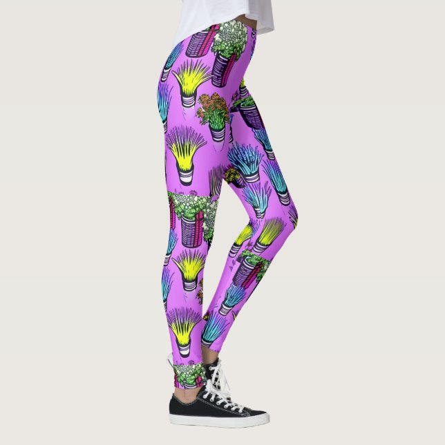 Purple plant pots grasses leggings (Right)