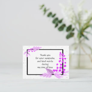 Purple Plants On Black Frame Thank You Card