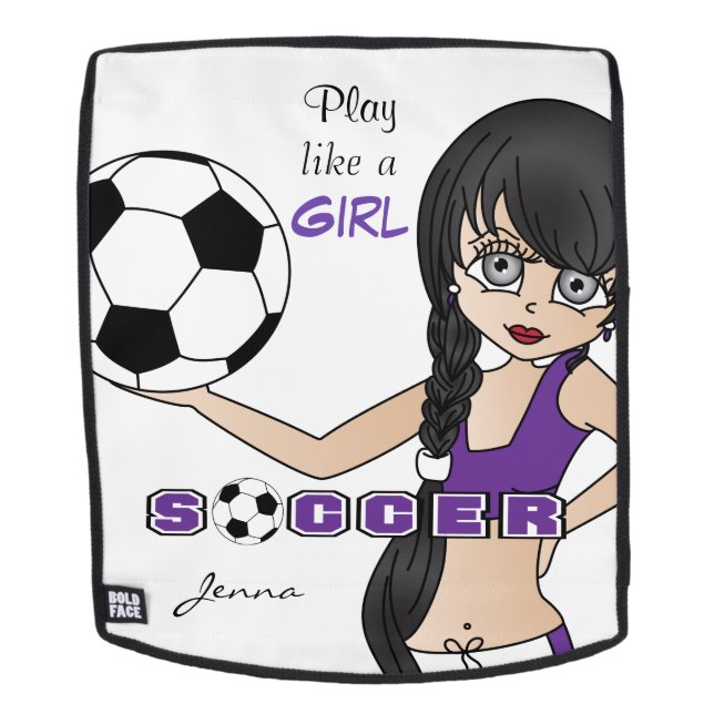 Purple, Play Like A Girl Soccer Backpack (Removable Face)