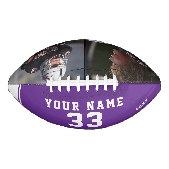 Purple Player Name Number 2 Photo American Football (Front)
