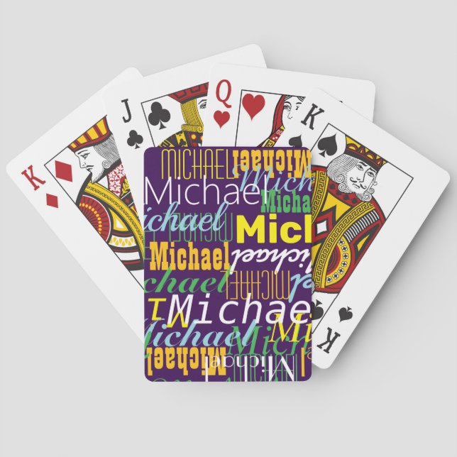 Purple Playing Cards with Colourful Names  (Back)