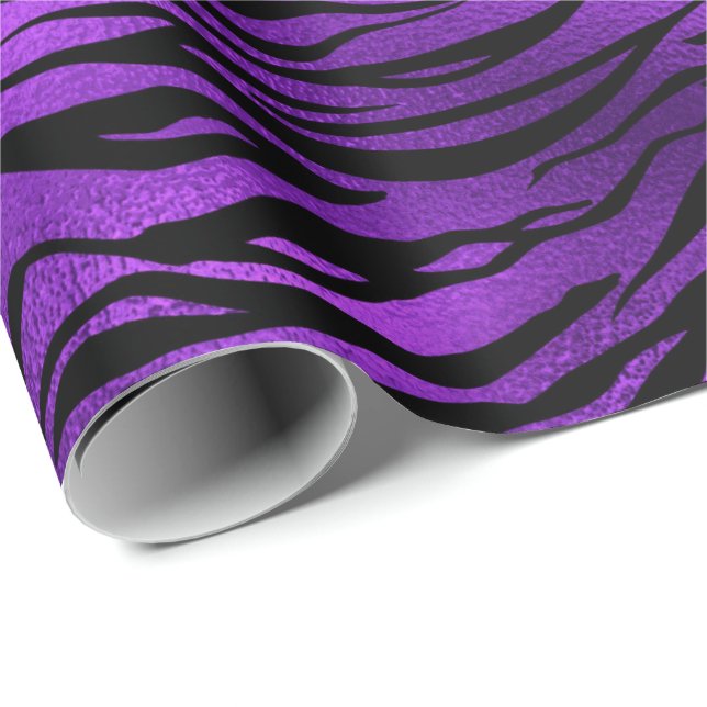 Purple Plum Amethyst Black Tiger Animal Abstract Wrapping Paper (Roll Corner)