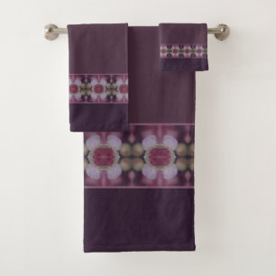 Purple Plum And Rose Bath Towel Set