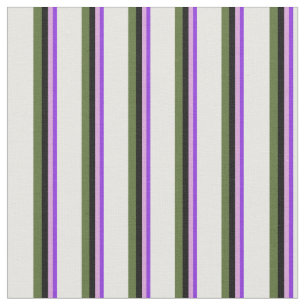 Purple, Plum, Black, Dark Olive Green & White Fabric