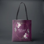Purple Plum Blush Pink Floral Bridesmaid gift Tote<br><div class="desc">Elegant and modern floral midsummer bridesmaid gift tote features a bouquet of watercolor roses in shades of purple plum, dusty pink , sage with lush green botanical leaves and eucalyptus. Please find more matching designs and variations from my "blissweddingpaperie" store. And feel free to contact me for further customisation or...</div>
