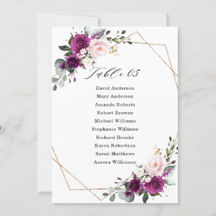 Purple Plum Blush Pink Geometric Seating Chart Invitation
