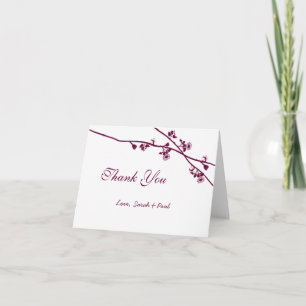 Purple Plum Boho Rustic Wildflower Branch Wedding  Thank You Card