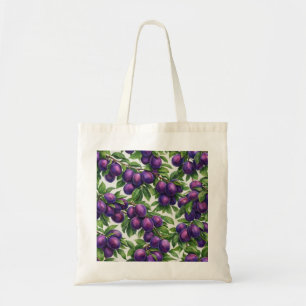 Purple Plum Botanical Pattern Tote Bag
