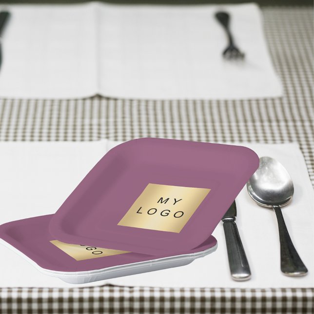 Purple plum business logo paper plate (Creator Uploaded)