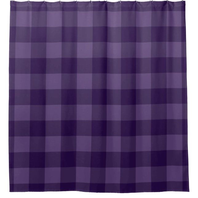 Purple Plum Chequered Squares Plaid Pattern Shower Curtain (Front)