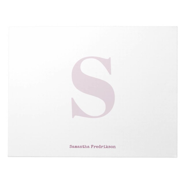 Purple Plum Dark Berry Monogram Stylish Typewriter Notepad (Front)