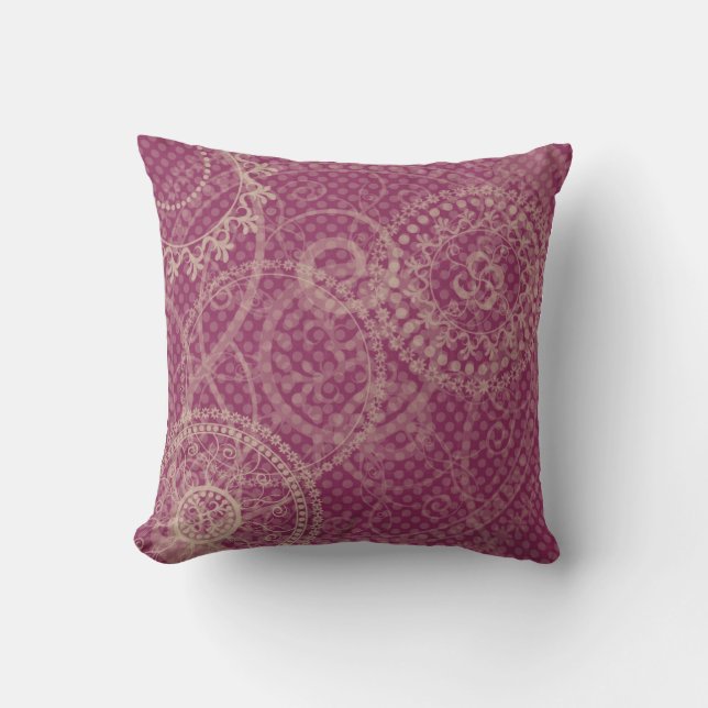 Purple Plum Dots and Swirls American MOJO Pillow (Front)