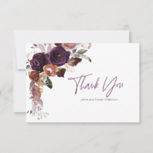 Purple Plum Floral Personalised Thank You Notes