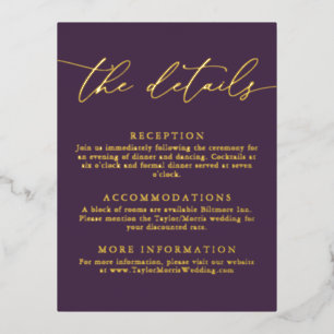Purple Plum Gold Foil Minimalist Enclosure Card