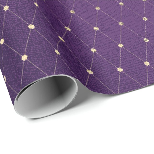 Purple Plum Golden Net Delicate Diamond Cut Wrapping Paper (Roll Corner)