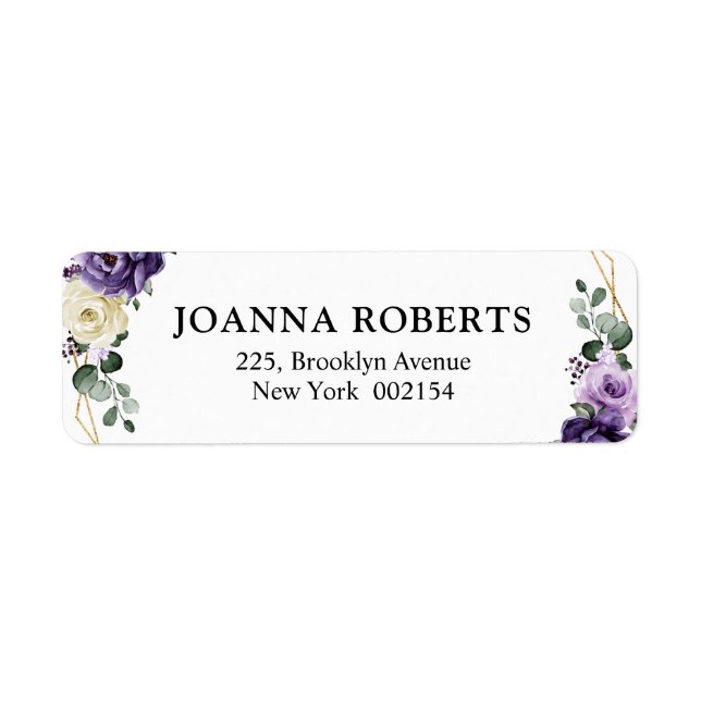 Purple Plum Ivory Gold Floral Geometric Wedding (Front)