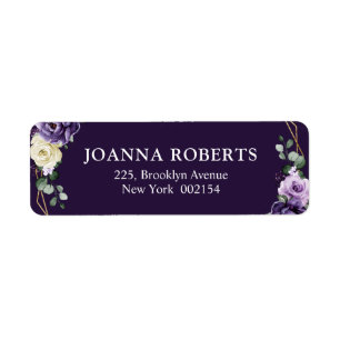 Purple Plum Ivory Gold Floral Geometric Wedding La
