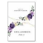 Purple Plum Ivory Gold  Guest Name  Place Card