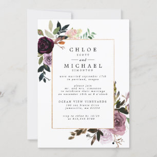 Purple Plum Mauve Roses Elopement Announcement