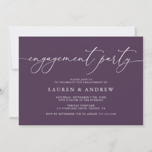 Purple Plum Minimalist Engagement Party Invitation