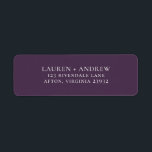 Purple Plum Minimalist Return Address Label<br><div class="desc">Minimalist return address label. You can personalise by modifying the names and address,  and changing the colours to match your wedding theme.</div>