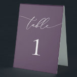 Purple Plum Minimalist Wedding Table Number<br><div class="desc">Beautiful purple-plum,  elegant,  modern and minimalist,  table number card. Fully customisable. **PLEASE NOTE: To order,  simply adjust your table number and add each number to your cart separately. Then check out once you are finished.</div>