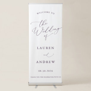 Purple Plum Minimalist Welcome to Our Wedding Retr Retractable Banner