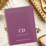 Purple plum monogram initials planner<br><div class="desc">Plum,  purple background and white text. Personalise and add your monogram initials,  name and a title year.</div>