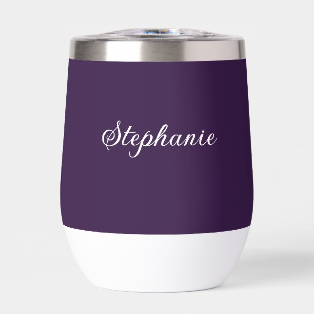 Purple Plum Name Modern Elegant Monogram Boho (Front)