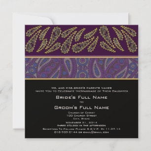 Purple Plum Paisley Wedding Invitation