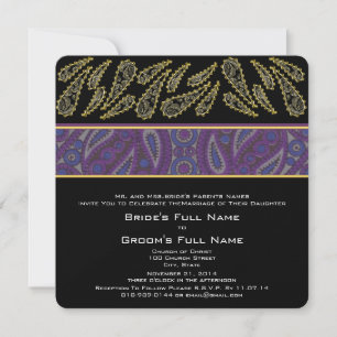 Purple Plum Paisley Wedding Invitation