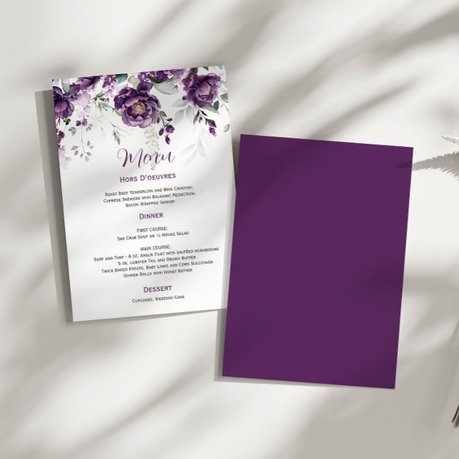 Purple Plum Peonies Wedding Menu (Creator Uploaded)