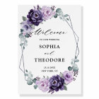 Purple Plum Silver Floral Blooms Wedding Welcome