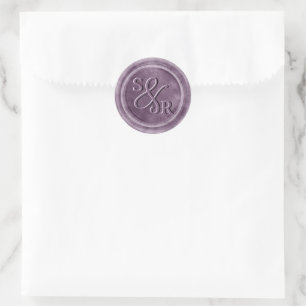 Purple plum wax seal sticker with initials 