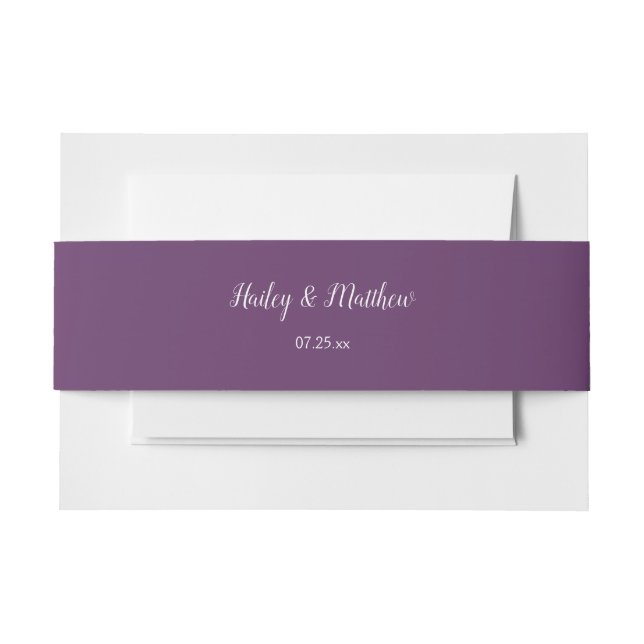 Purple Plum Wedding Belly Bands Invitation Belly Band (Front Example)