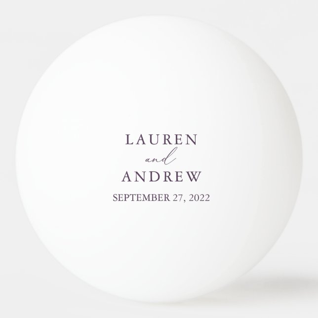 Purple Plum Wedding Personalised Ping Pong Ball (Front)