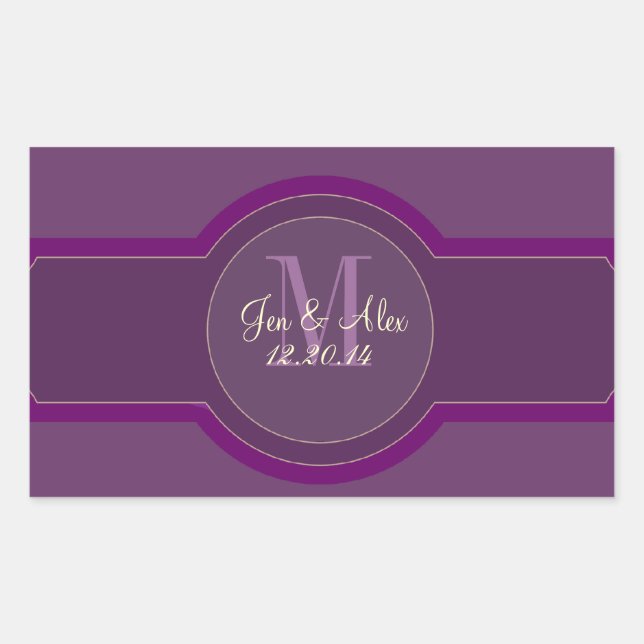 Purple Plum Wedding Wine Labels (Front)
