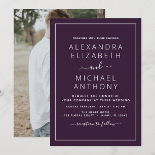 Purple Plum Wedding with Photo Invitation