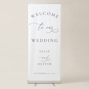 Purple Plum Welcome to our Wedding V Retractable Banner