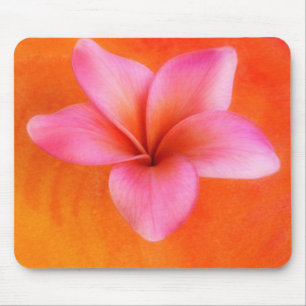 Purple Plumeria Tropical Frangipani Flower Orange Mouse Mat