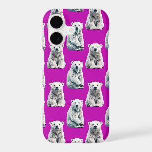 Purple Polar Bear Pattern Design 
