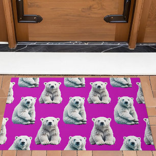 Purple Polar Bear Pattern Design Doormat