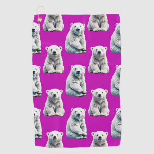 Purple Polar Bear Pattern Design  Golf Towel