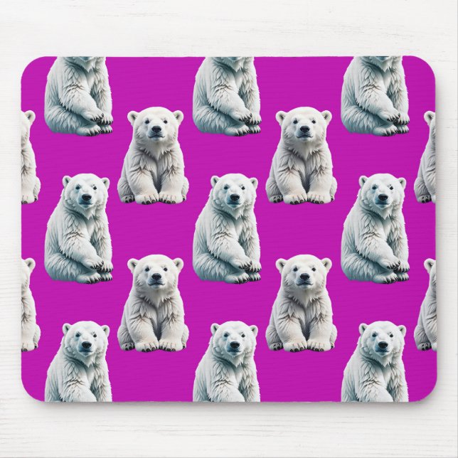 Purple Polar Bear Pattern Design  Mouse Mat (Front)